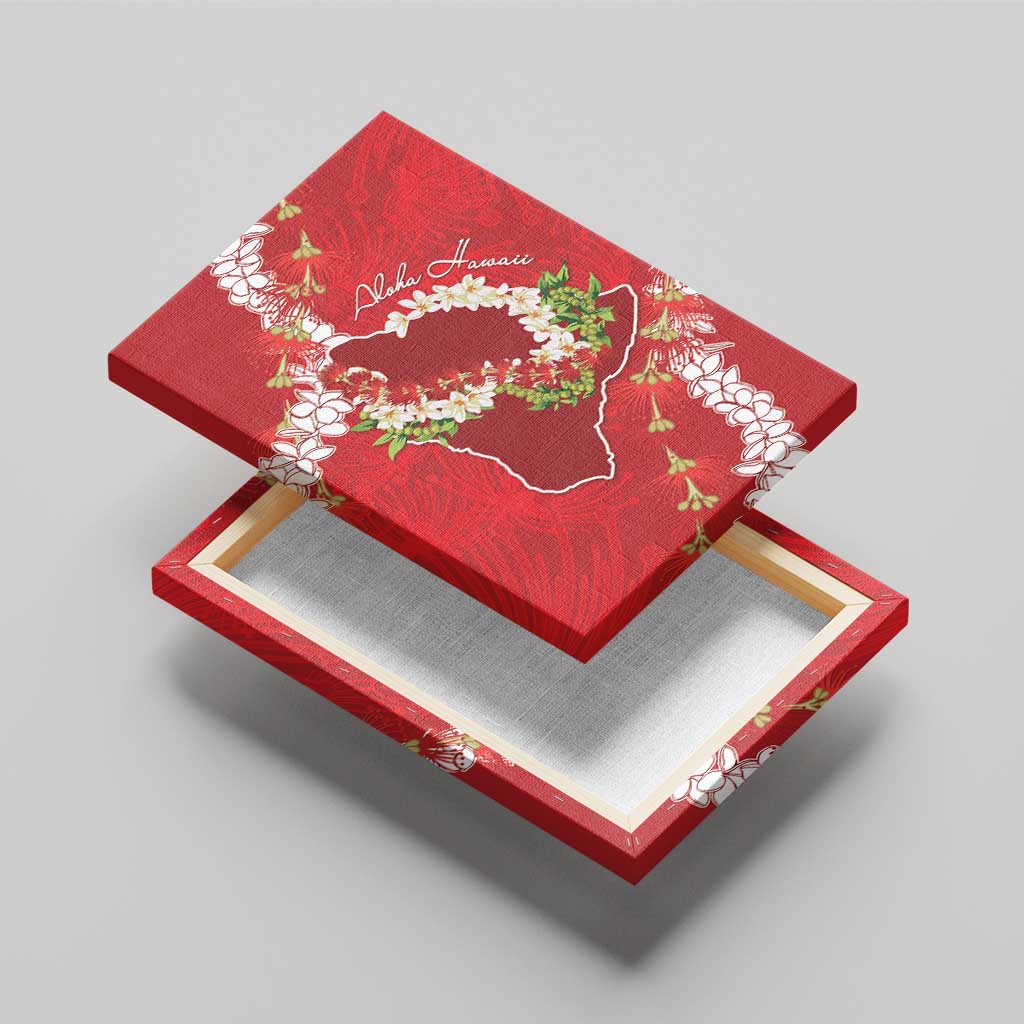 Hawaii Island Flowers Lei Canvas Wall Art Ohia Lehua Scarlet Red LT7 - Polynesian Pride