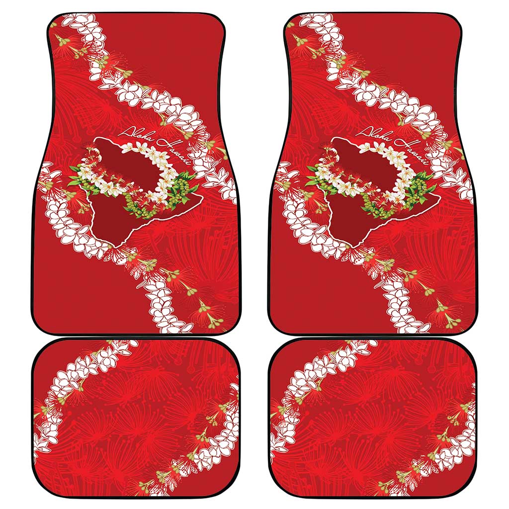 Hawaii Island Flowers Lei Car Mats Ohia Lehua Scarlet Red LT7 - Polynesian Pride