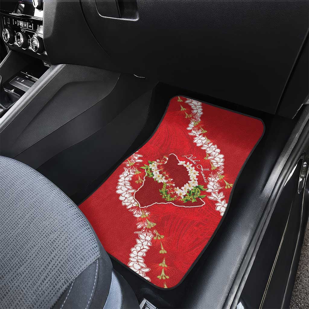 Hawaii Island Flowers Lei Car Mats Ohia Lehua Scarlet Red LT7 - Polynesian Pride