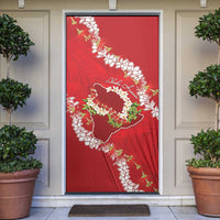 Hawaii Island Flowers Lei Door Cover Ohia Lehua Scarlet Red
