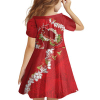 Hawaii Island Flowers Lei Family Matching Tank Maxi Dress and Hawaiian Shirt Ohia Lehua Scarlet Red