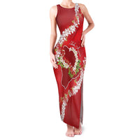 Hawaii Island Flowers Lei Family Matching Tank Maxi Dress and Hawaiian Shirt Ohia Lehua Scarlet Red