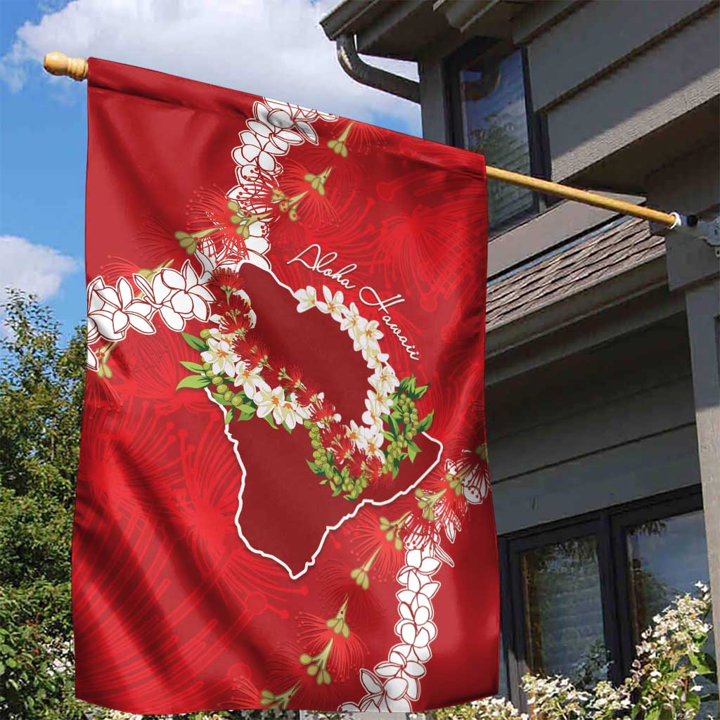 Hawaii Island Flowers Lei Garden Flag Ohia Lehua Scarlet Red LT7 - Polynesian Pride