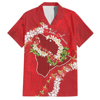 Hawaii Island Flowers Lei Hawaiian Shirt Ohia Lehua Scarlet Red