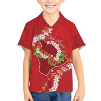 Hawaii Island Flowers Lei Hawaiian Shirt Ohia Lehua Scarlet Red