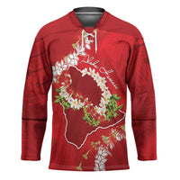 Hawaii Island Flowers Lei Hockey Jersey Ohia Lehua Scarlet Red LT7 Unisex Red - Polynesian Pride