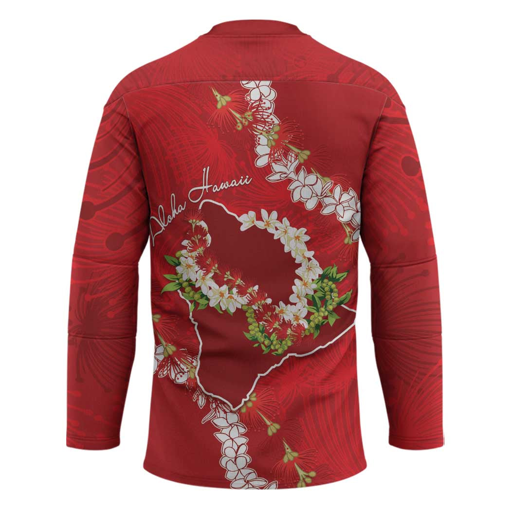 Hawaii Island Flowers Lei Hockey Jersey Ohia Lehua Scarlet Red LT7 - Polynesian Pride