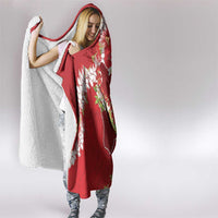 Hawaii Island Flowers Lei Hooded Blanket Ohia Lehua Scarlet Red