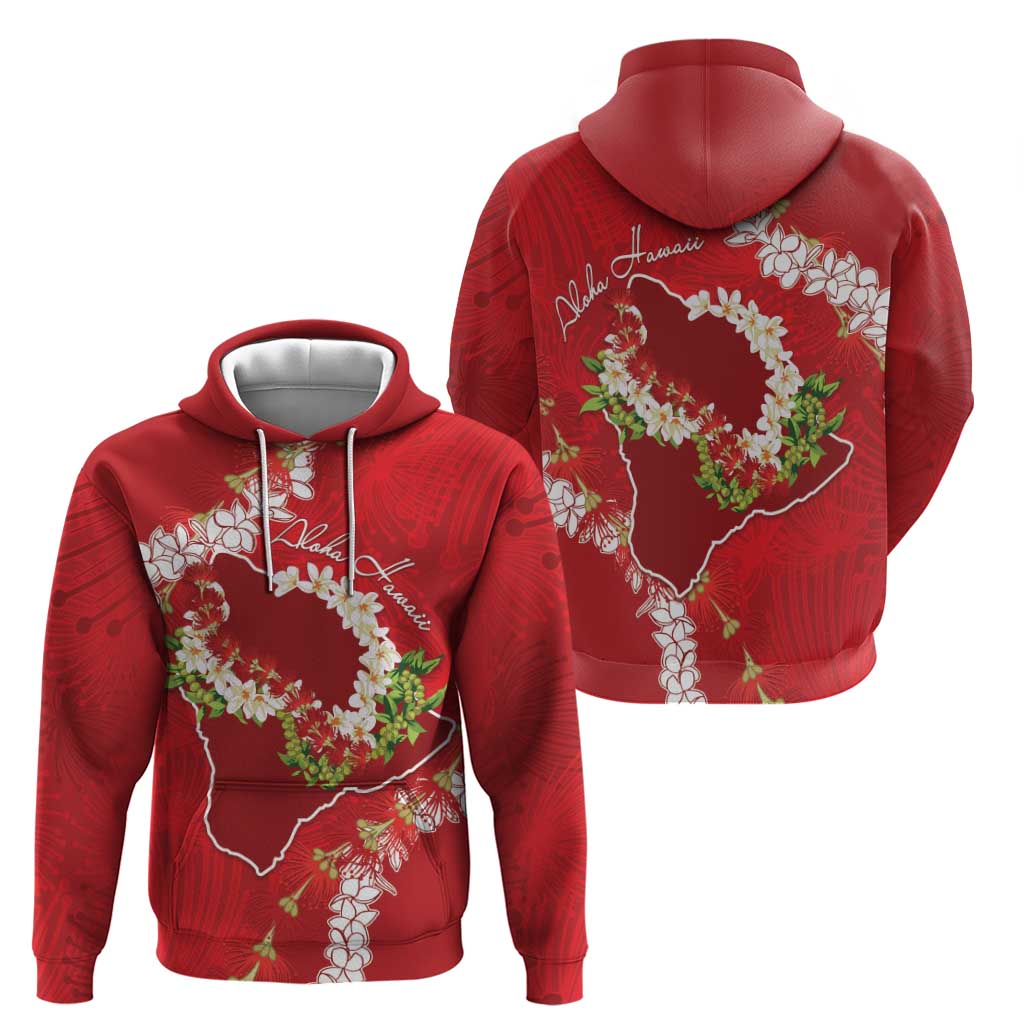 Hawaii Island Flowers Lei Hoodie Ohia Lehua Scarlet Red LT7 - Polynesian Pride