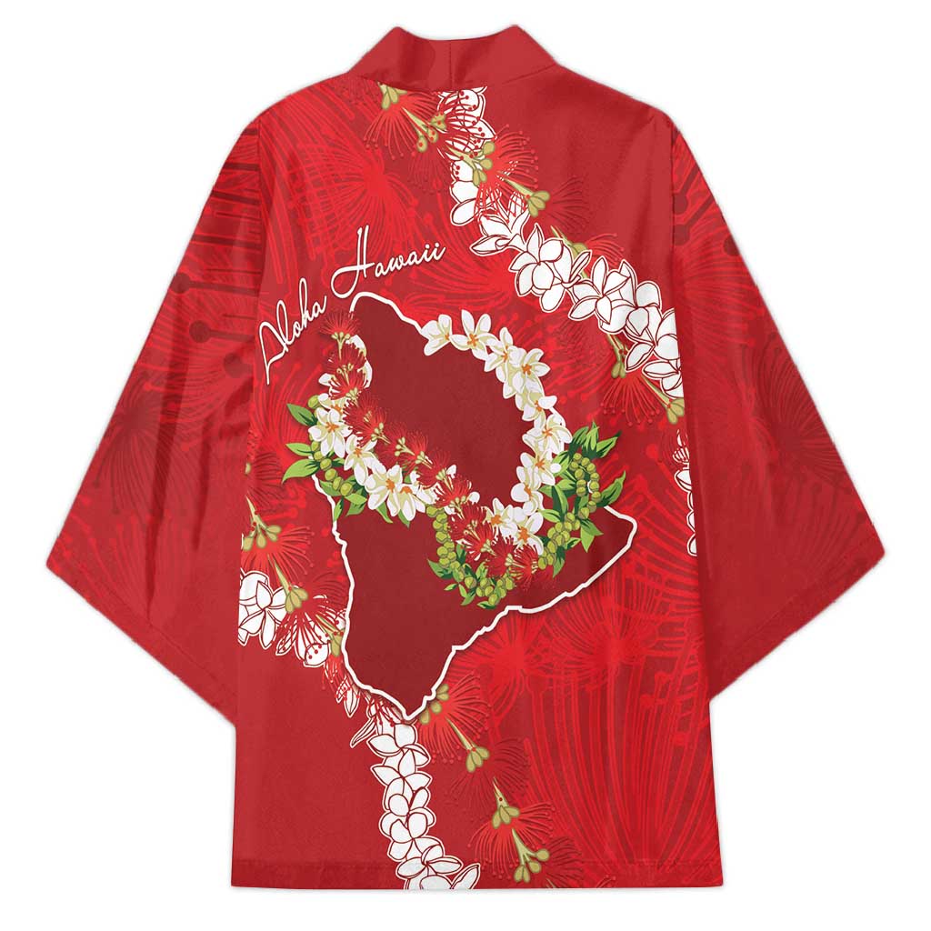 Hawaii Island Flowers Lei Kimono Ohia Lehua Scarlet Red LT7 - Polynesian Pride