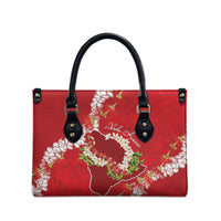 Hawaii Island Flowers Lei Leather Bag Ohia Lehua Scarlet Red