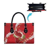 Hawaii Island Flowers Lei Leather Bag Ohia Lehua Scarlet Red