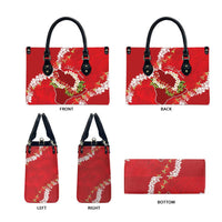Hawaii Island Flowers Lei Leather Bag Ohia Lehua Scarlet Red