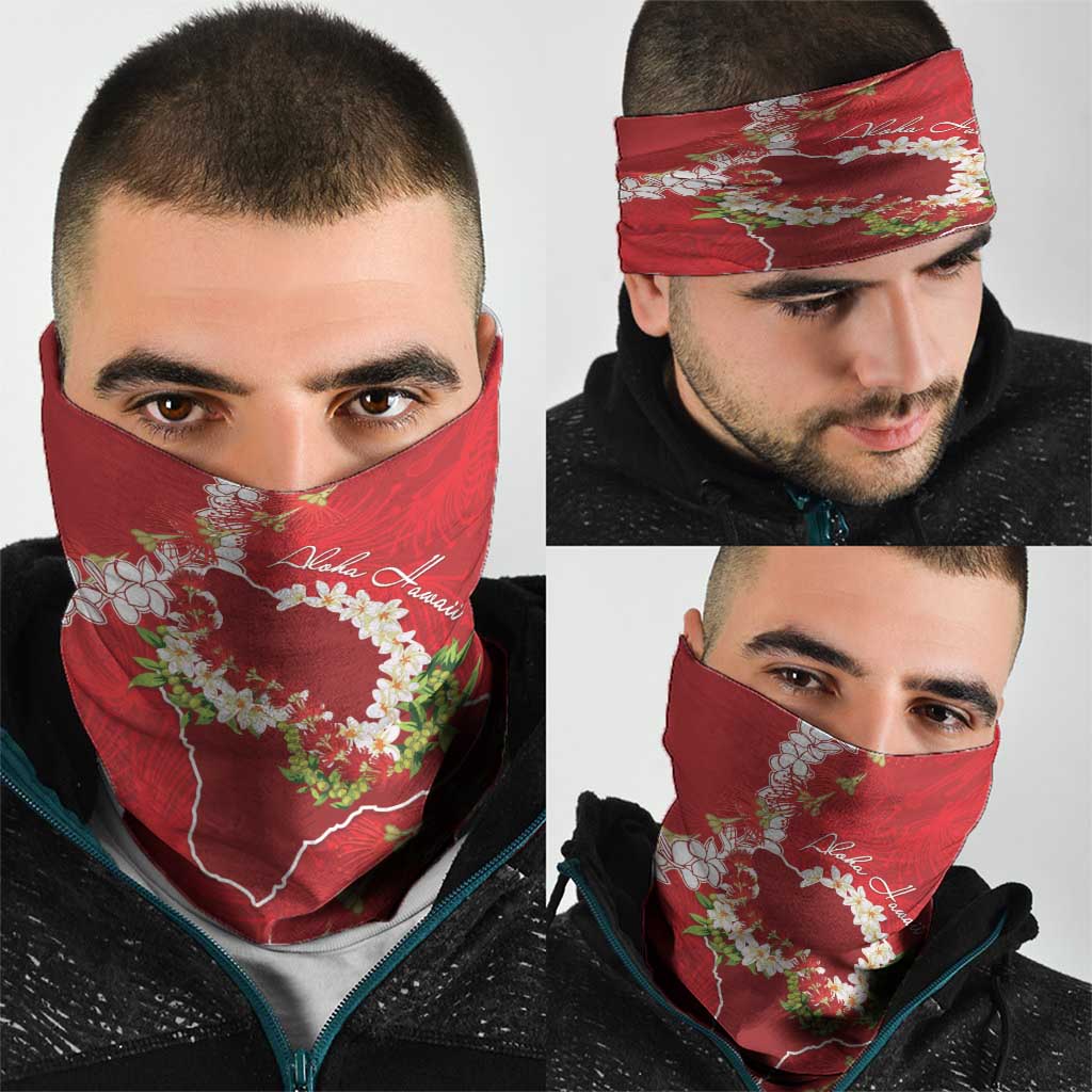 Hawaii Island Flowers Lei Neck Gaiter Ohia Lehua Scarlet Red LT7 - Polynesian Pride