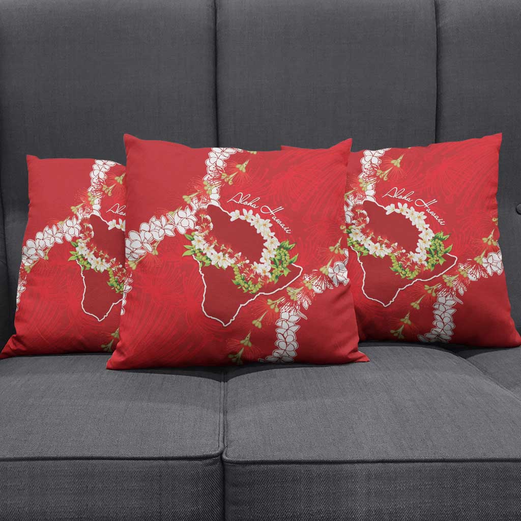 Hawaii Island Flowers Lei Pillow Cover Ohia Lehua Scarlet Red LT7 - Polynesian Pride