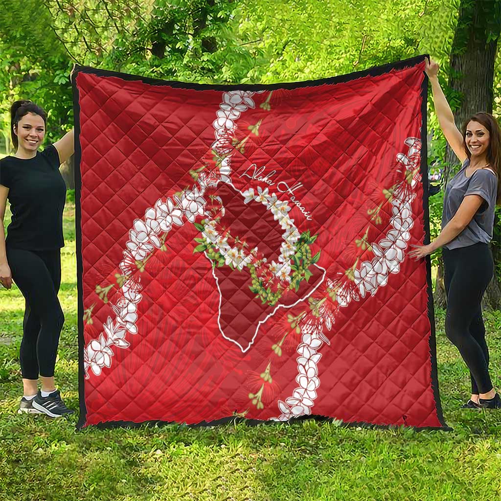 Hawaii Island Flowers Lei Quilt Ohia Lehua Scarlet Red LT7 - Polynesian Pride
