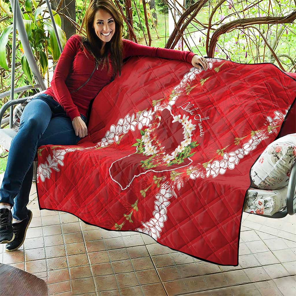 Hawaii Island Flowers Lei Quilt Ohia Lehua Scarlet Red LT7 - Polynesian Pride