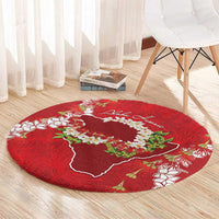 Hawaii Island Flowers Lei Round Carpet Ohia Lehua Scarlet Red LT7 - Polynesian Pride