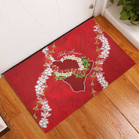 Hawaii Island Flowers Lei Rubber Doormat Ohia Lehua Scarlet Red LT7 - Polynesian Pride