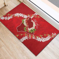 Hawaii Island Flowers Lei Rubber Doormat Ohia Lehua Scarlet Red LT7 - Polynesian Pride