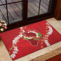 Hawaii Island Flowers Lei Rubber Doormat Ohia Lehua Scarlet Red LT7 - Polynesian Pride