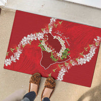 Hawaii Island Flowers Lei Rubber Doormat Ohia Lehua Scarlet Red LT7 - Polynesian Pride