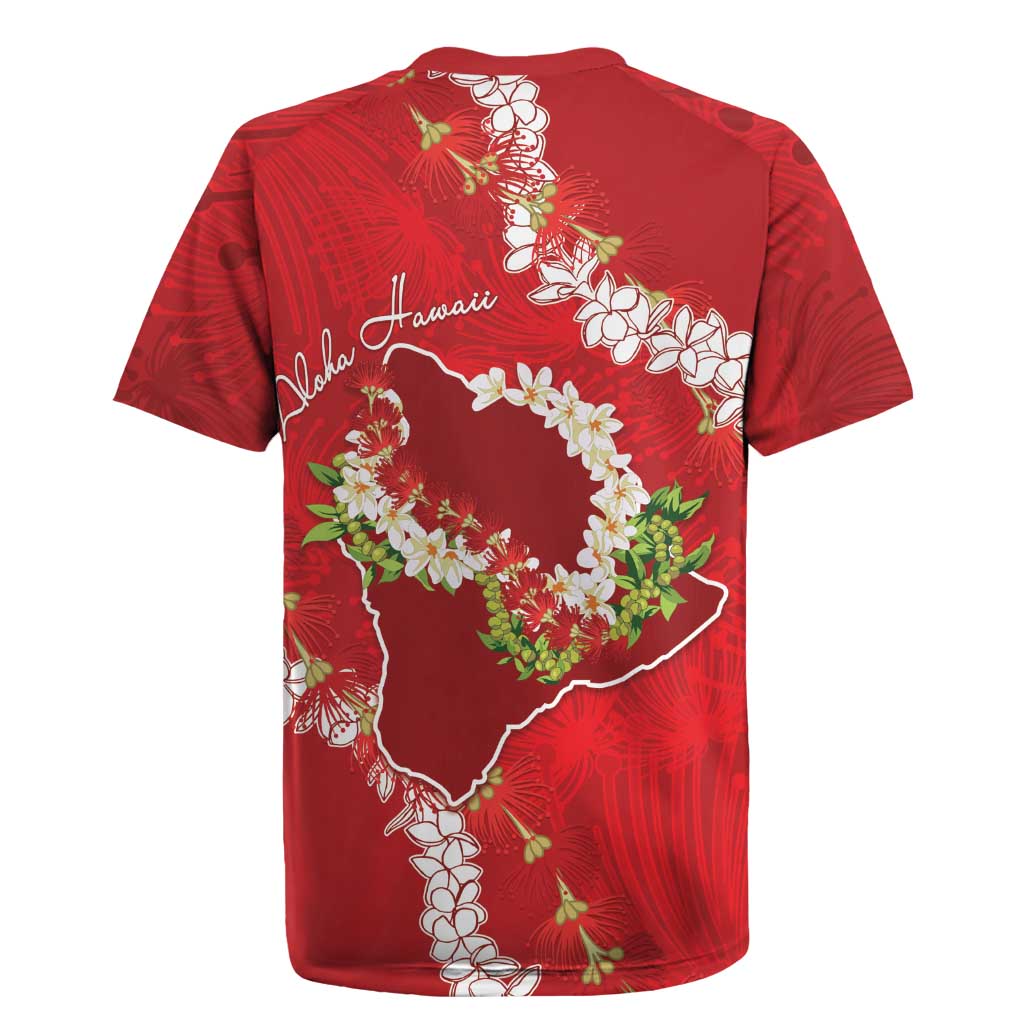 Hawaii Island Flowers Lei Rugby Jersey Ohia Lehua Scarlet Red LT7 - Polynesian Pride