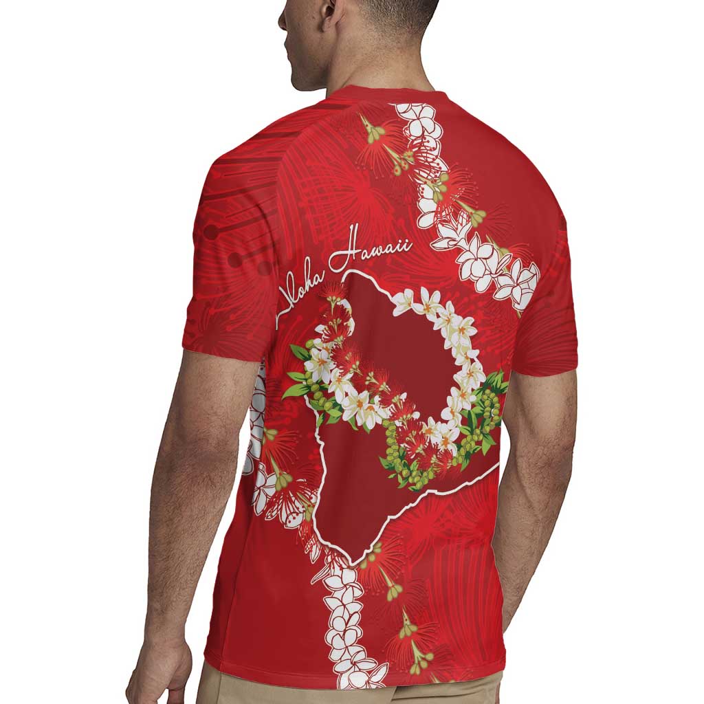 Hawaii Island Flowers Lei Rugby Jersey Ohia Lehua Scarlet Red LT7 - Polynesian Pride