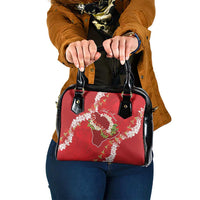 Hawaii Island Flowers Lei Shoulder Handbag Ohia Lehua Scarlet Red LT7 One Size Red - Polynesian Pride