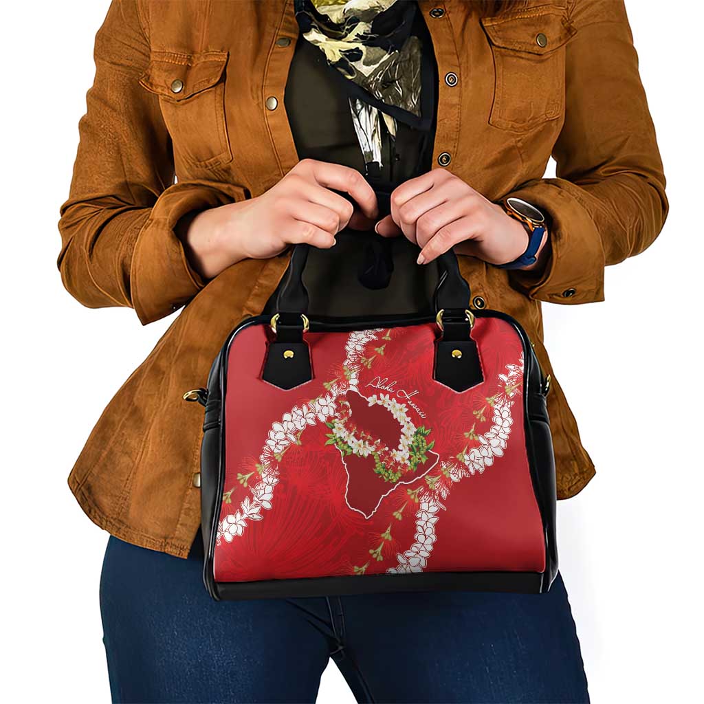Hawaii Island Flowers Lei Shoulder Handbag Ohia Lehua Scarlet Red LT7 - Polynesian Pride
