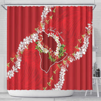 Hawaii Island Flowers Lei Shower Curtain Ohia Lehua Scarlet Red LT7 - Polynesian Pride