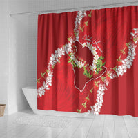 Hawaii Island Flowers Lei Shower Curtain Ohia Lehua Scarlet Red LT7 - Polynesian Pride