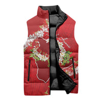 Hawaii Island Flowers Lei Sleeveless Puffer Jacket Ohia Lehua Scarlet Red LT7 - Polynesian Pride