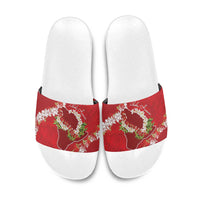 Hawaii Island Flowers Lei Slide Sandals Ohia Lehua Scarlet Red LT7 Red - Polynesian Pride