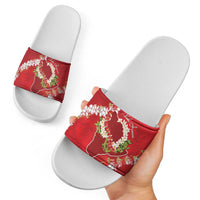 Hawaii Island Flowers Lei Slide Sandals Ohia Lehua Scarlet Red LT7 - Polynesian Pride
