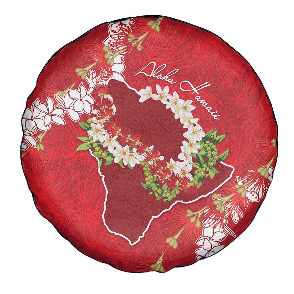 Hawaii Island Flowers Lei Spare Tire Cover Ohia Lehua Scarlet Red LT7 - Polynesian Pride