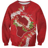 Hawaii Island Flowers Lei Sweatshirt Ohia Lehua Scarlet Red LT7 Unisex Red - Polynesian Pride