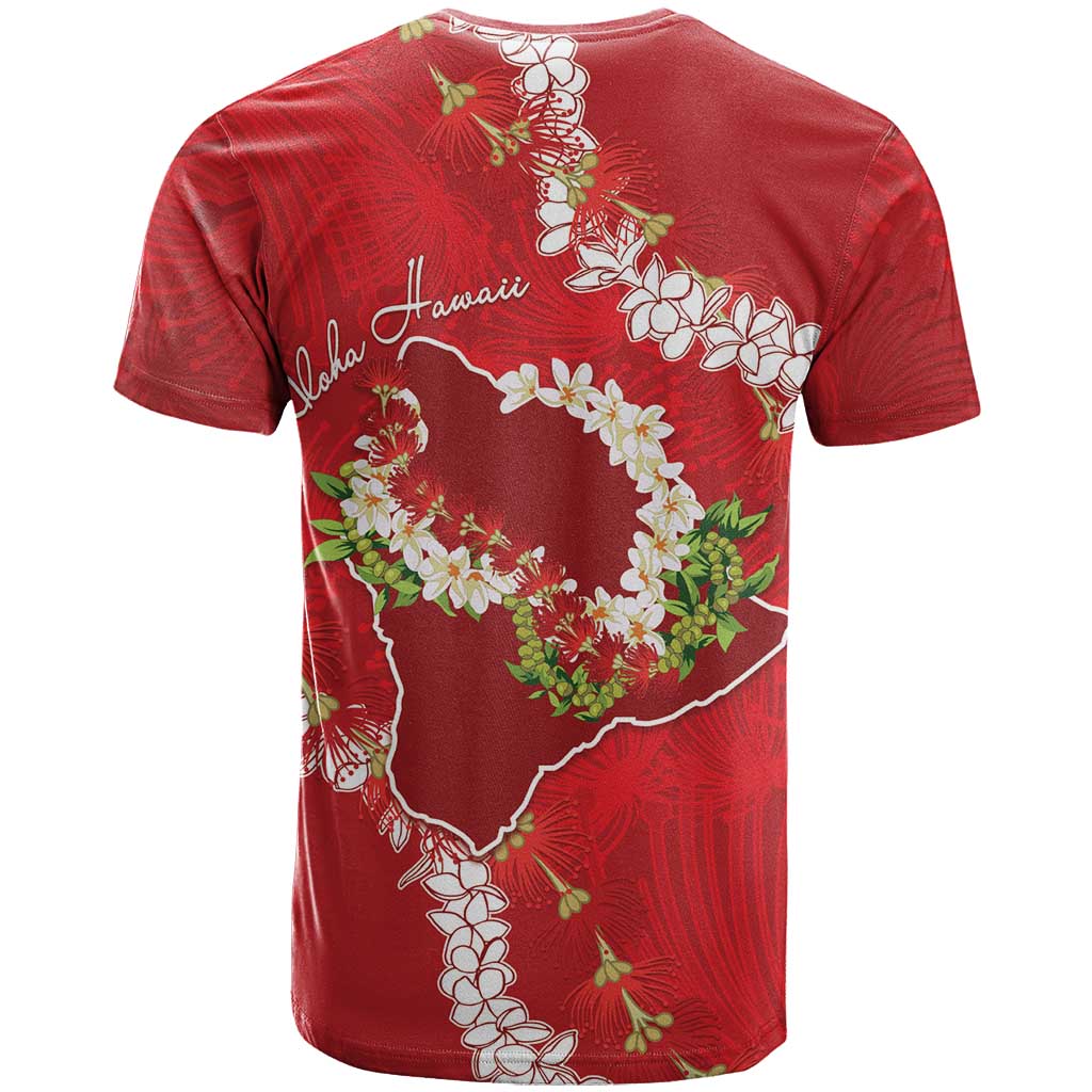 Hawaii Island Flowers Lei T Shirt Ohia Lehua Scarlet Red LT7 - Polynesian Pride