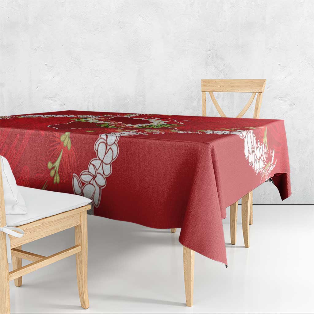 Hawaii Island Flowers Lei Tablecloth Ohia Lehua Scarlet Red LT7 - Polynesian Pride