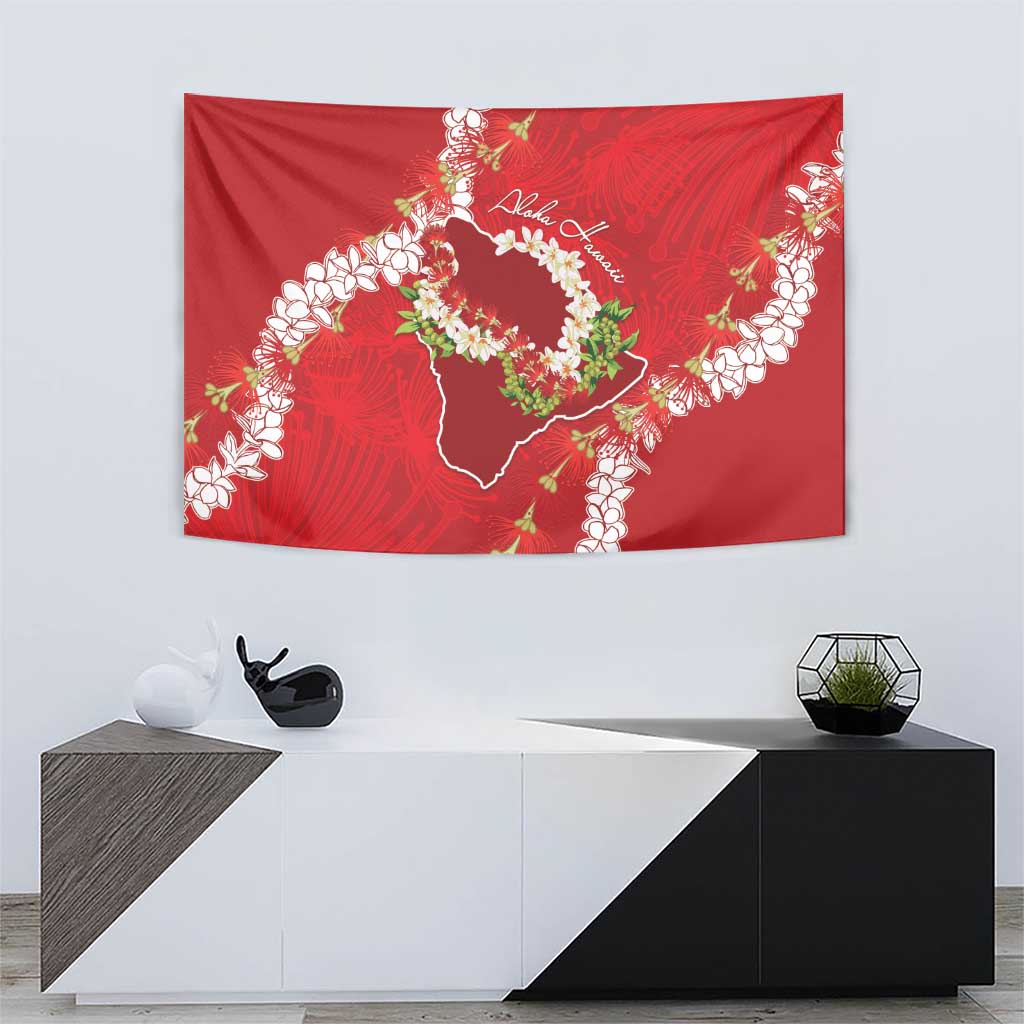 Hawaii Island Flowers Lei Tapestry Ohia Lehua Scarlet Red LT7 - Polynesian Pride