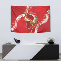Hawaii Island Flowers Lei Tapestry Ohia Lehua Scarlet Red LT7 - Polynesian Pride