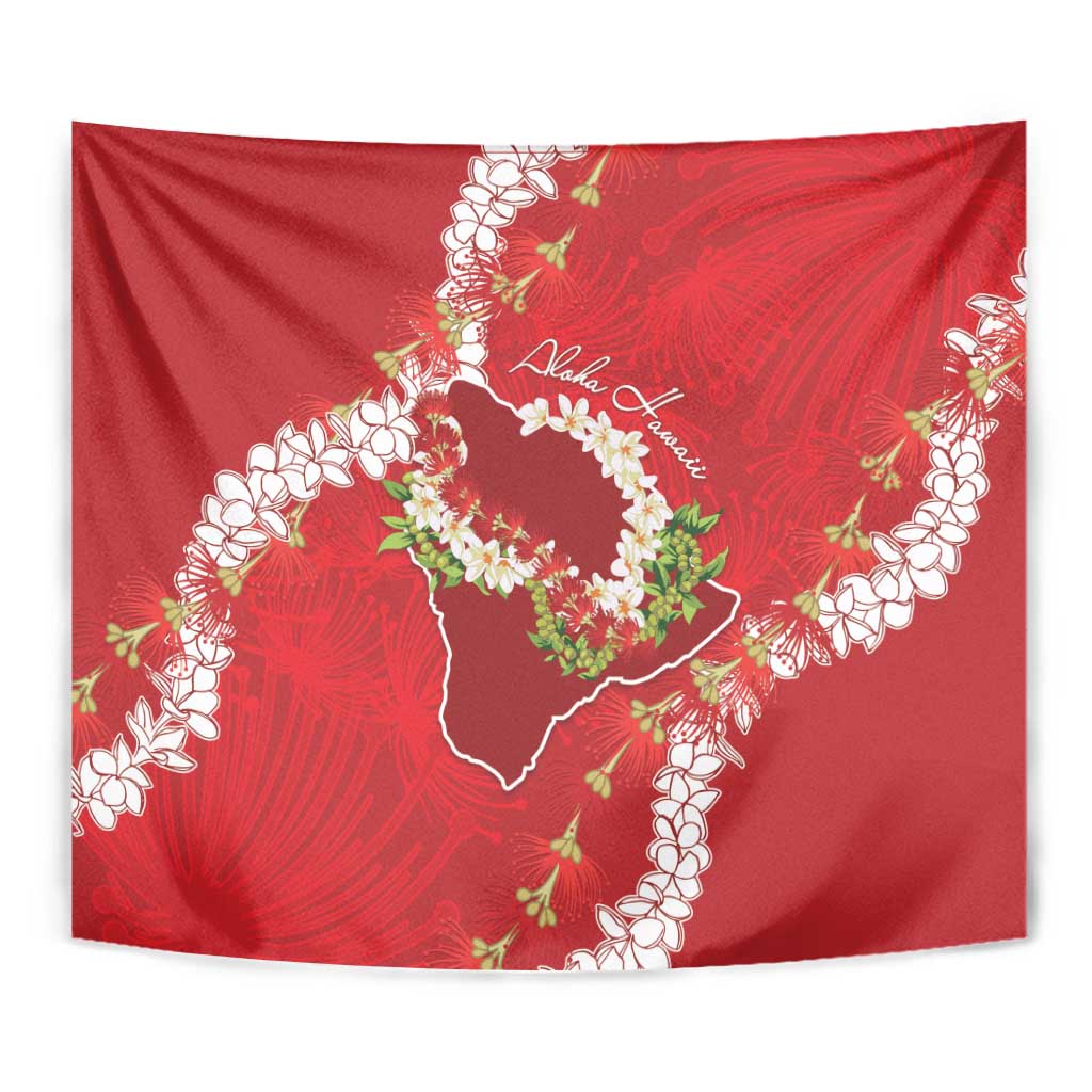 Hawaii Island Flowers Lei Tapestry Ohia Lehua Scarlet Red LT7 - Polynesian Pride