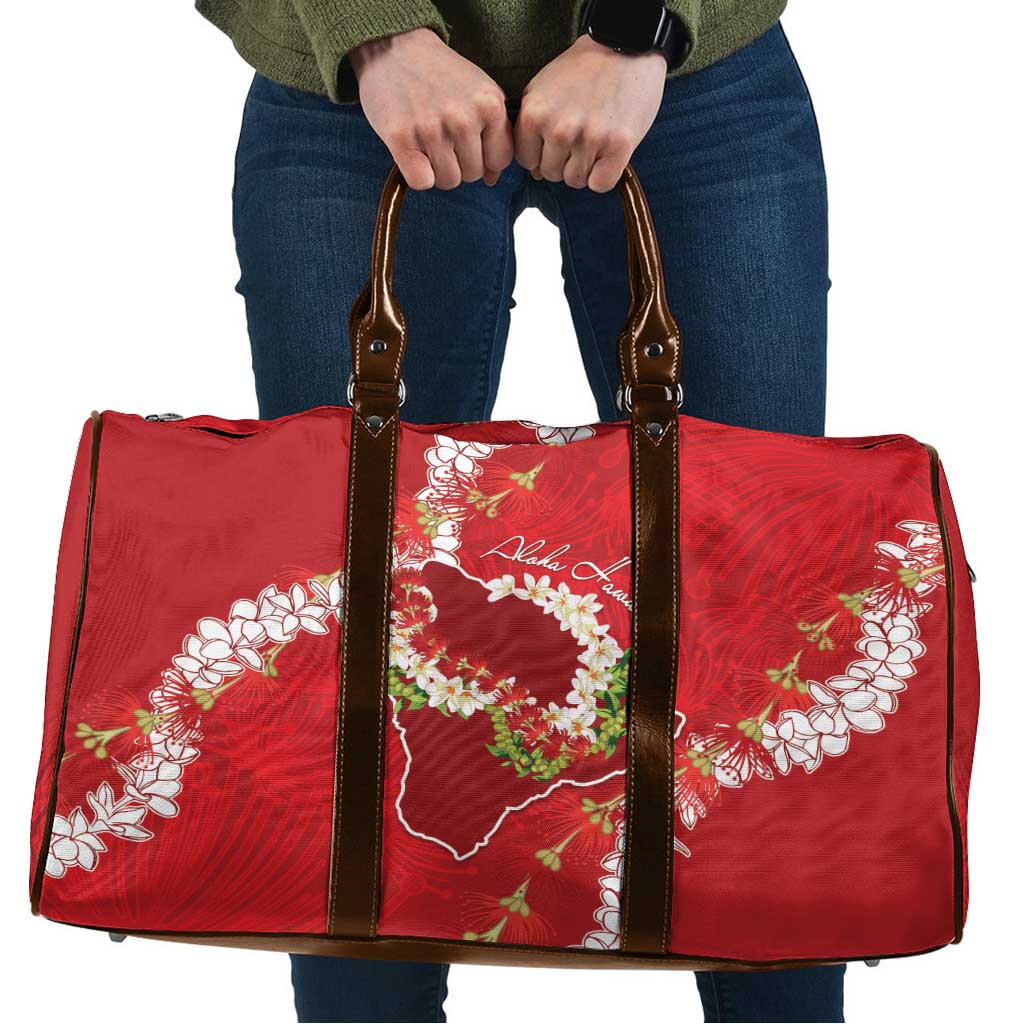 Hawaii Island Flowers Lei Travel Bag Ohia Lehua Scarlet Red