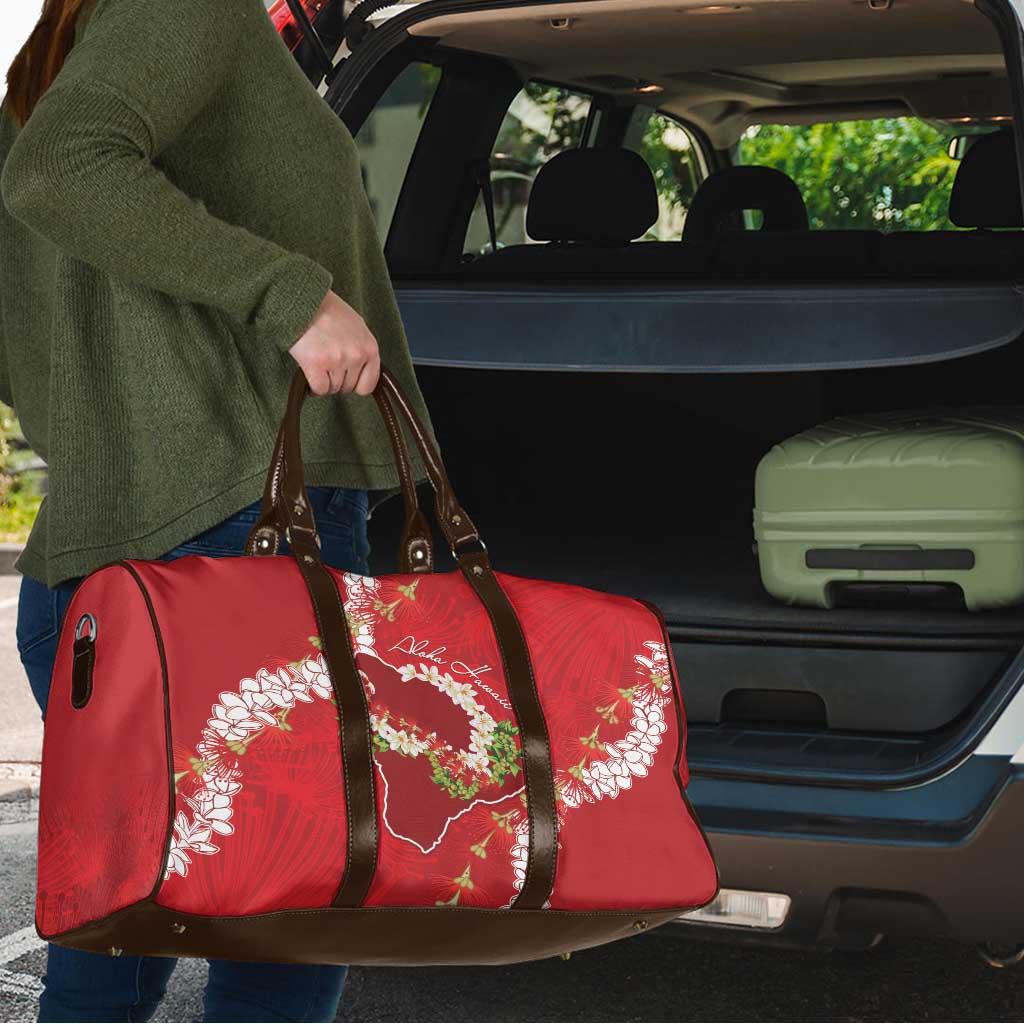 Hawaii Island Flowers Lei Travel Bag Ohia Lehua Scarlet Red