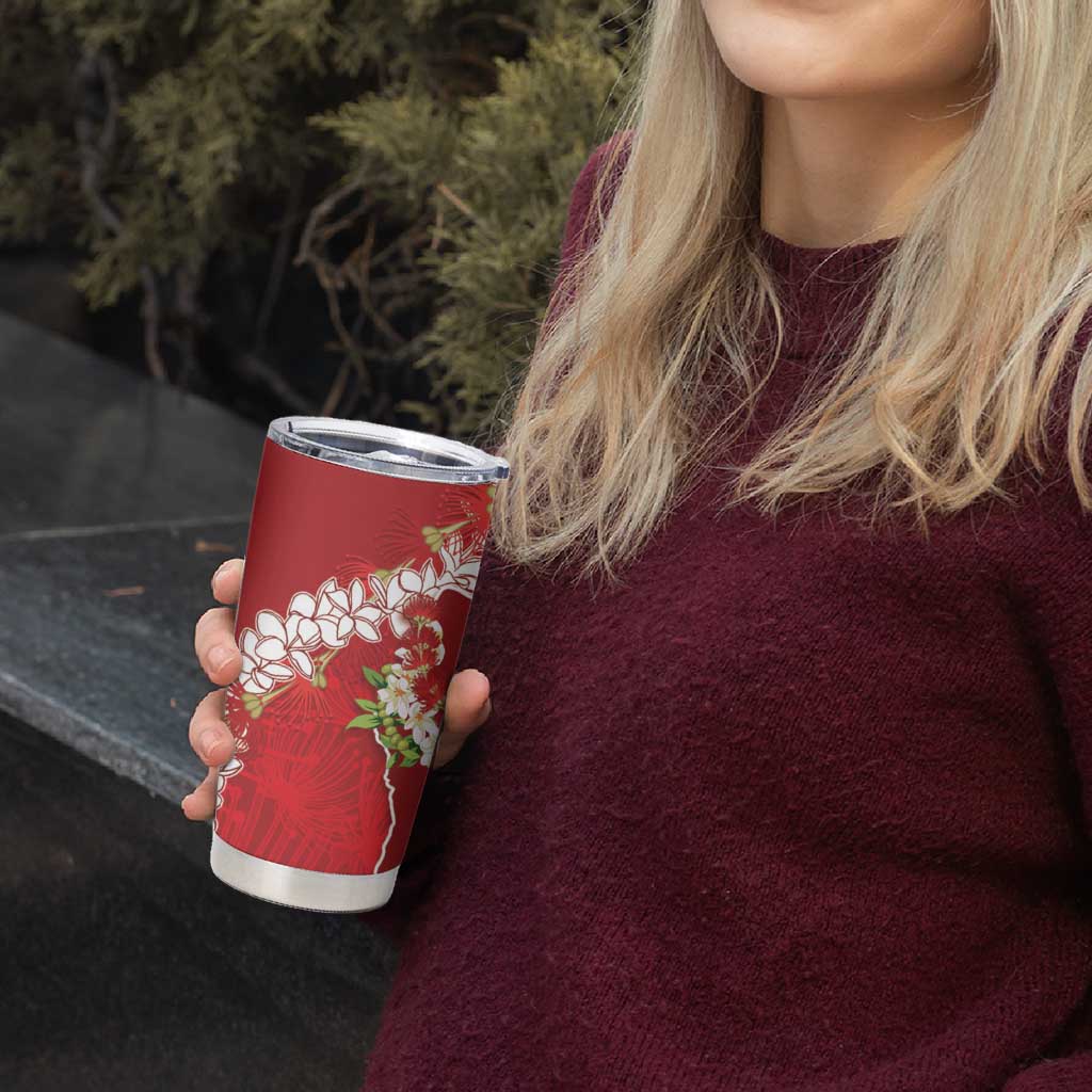 Hawaii Island Flowers Lei Tumbler Cup Ohia Lehua Scarlet Red LT7 - Polynesian Pride