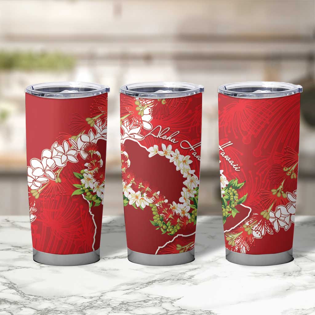 Hawaii Island Flowers Lei Tumbler Cup Ohia Lehua Scarlet Red LT7 - Polynesian Pride