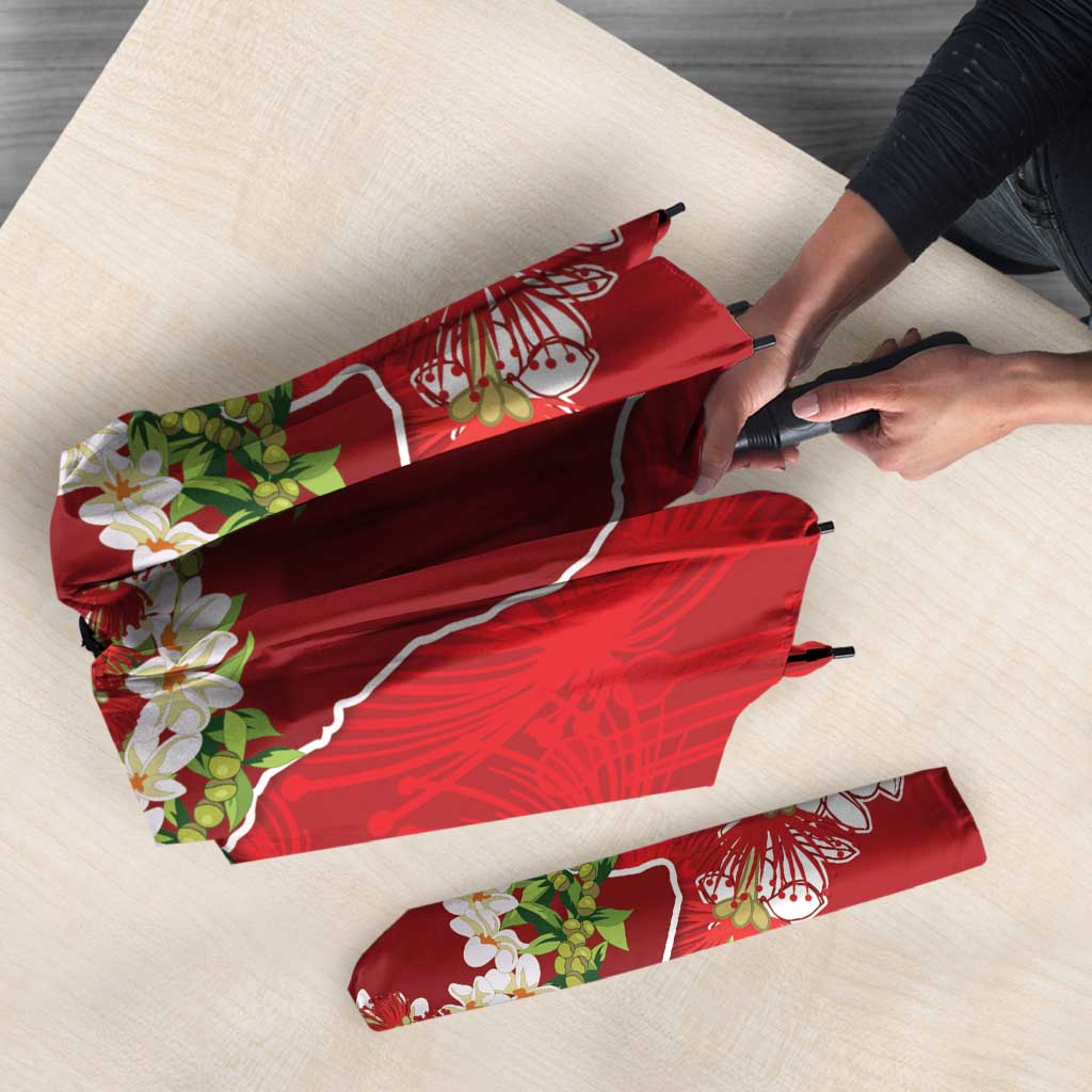 Hawaii Island Flowers Lei Umbrella Ohia Lehua Scarlet Red LT7 - Polynesian Pride