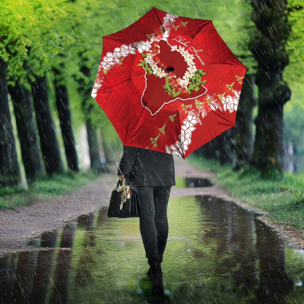 Hawaii Island Flowers Lei Umbrella Ohia Lehua Scarlet Red LT7 - Polynesian Pride