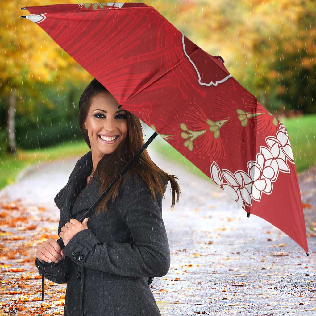 Hawaii Island Flowers Lei Umbrella Ohia Lehua Scarlet Red LT7 - Polynesian Pride