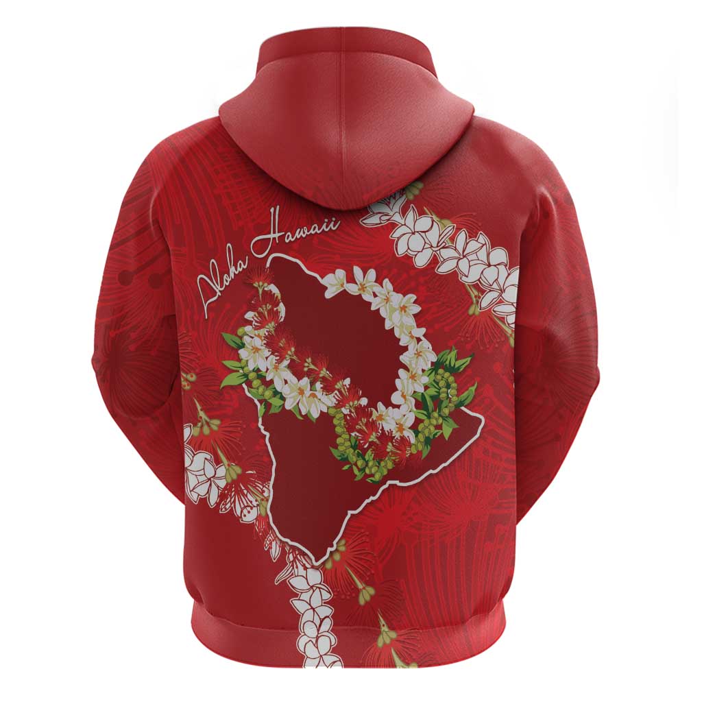 Hawaii Island Flowers Lei Zip Hoodie Ohia Lehua Scarlet Red LT7 - Polynesian Pride